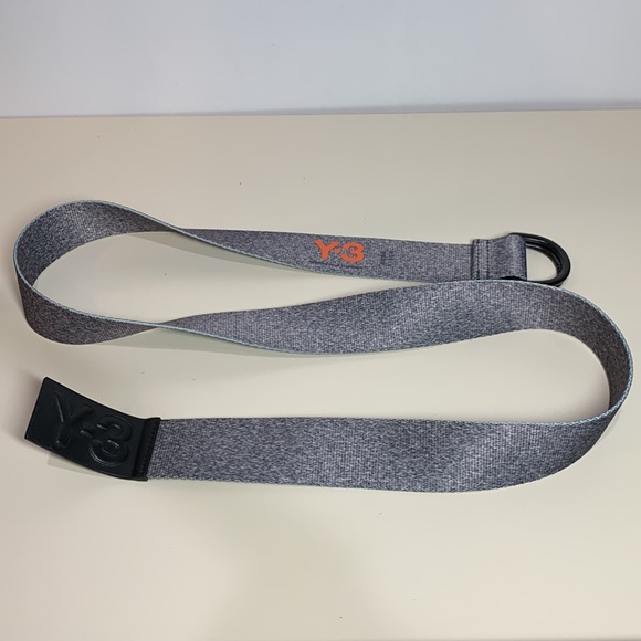 Y-3 Yohji Yamamoto Logo Belt Heather Gray Leather Embossed Accent and Buckle - Picture 4 of 6